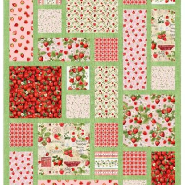Berry Sweet Quilt Kit: Strawberry and Blossom Fabric, by Ladeebug Designs and Timeless Treasures