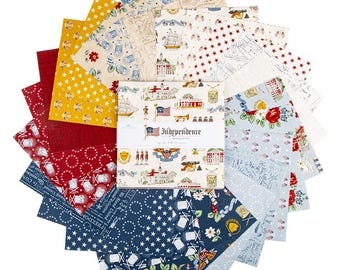 Paquete de telas apilables Independence de 25 cm (42 piezas) - Colección de telas patrióticas de The RBD Designers para Riley Blake Designs