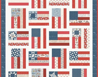 Kit de edredón Fly the Flag: colección de telas patrióticas de la Independencia de The RBD Designers para Riley Blake Designs