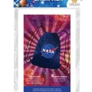CLEARANCE NASA Logo Drawstring Backpack Fabric Panel Kit - Space Odyssey Fabric Collection by Northcott