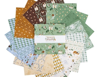 Faraway Kingdom - Juego de telas apilables de 25 cm (42 piezas) - Colección de telas de Natalia Juan Abello para Riley Blake Designs