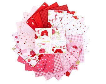 Paquete de cuartos de tela florales de San Valentín (21 piezas) - Colección de telas Sew In Love de Dani Mogstad para Riley Blake Designs