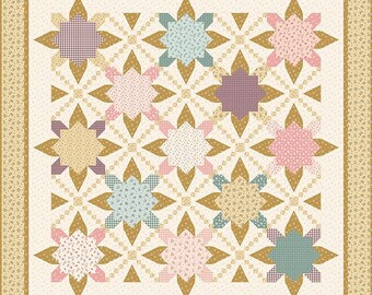 Kit de edredón de primavera Starflowers - Colección de telas Renew de Sandy Gervais para Riley Blake Designs