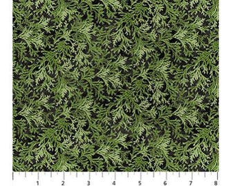Winter Woodland Cedar Toss Green Fabric - Collection by Deborah Edwards for Northcott 28870-76