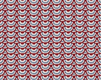 CLEARANCE Patriotic Bunting Fabric, Multi - American Tribute Patriotic Fabric Collection by Whistler Studios for Windham Fabrics