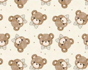 Teddy Bear Toss Fabric, Cream - Teddy Bear Tales Collection by Camelot Fabrics