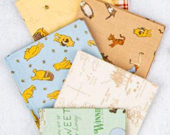 Winnie the Pooh Fat Quarter Mini Bundle, Green Colorway (6 pcs) - Fabric by Echo Park Paper Co for Riley Blake Designs