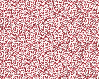 CLEARANCE Radiant Ruby Leaves Fabric, Cloud - Collection by Dani Mogstad for Riley Blake Designs