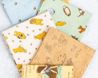 Winnie the Pooh Fat Quarter Mini Bundle, Yellow Colorway (6 pcs) - Fabric by Echo Park Paper Co for Riley Blake Designs