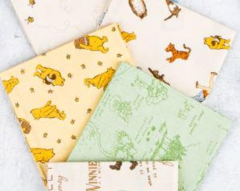 Winnie the Pooh Fat Quarter Mini Bundle, Cream Colorway (6 pcs) - Fabric by Echo Park Paper Co for Riley Blake Designs