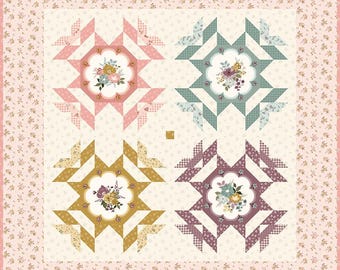 Kit de edredón floral Renew, Delicate Dance - Colección de telas de Sandy Gervais para Riley Blake Designs