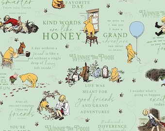 FLANNEL Winnie the Pooh Fabric, Green Main - Fabric Collection by Echo Park Paper Co for Riley Blake Designs