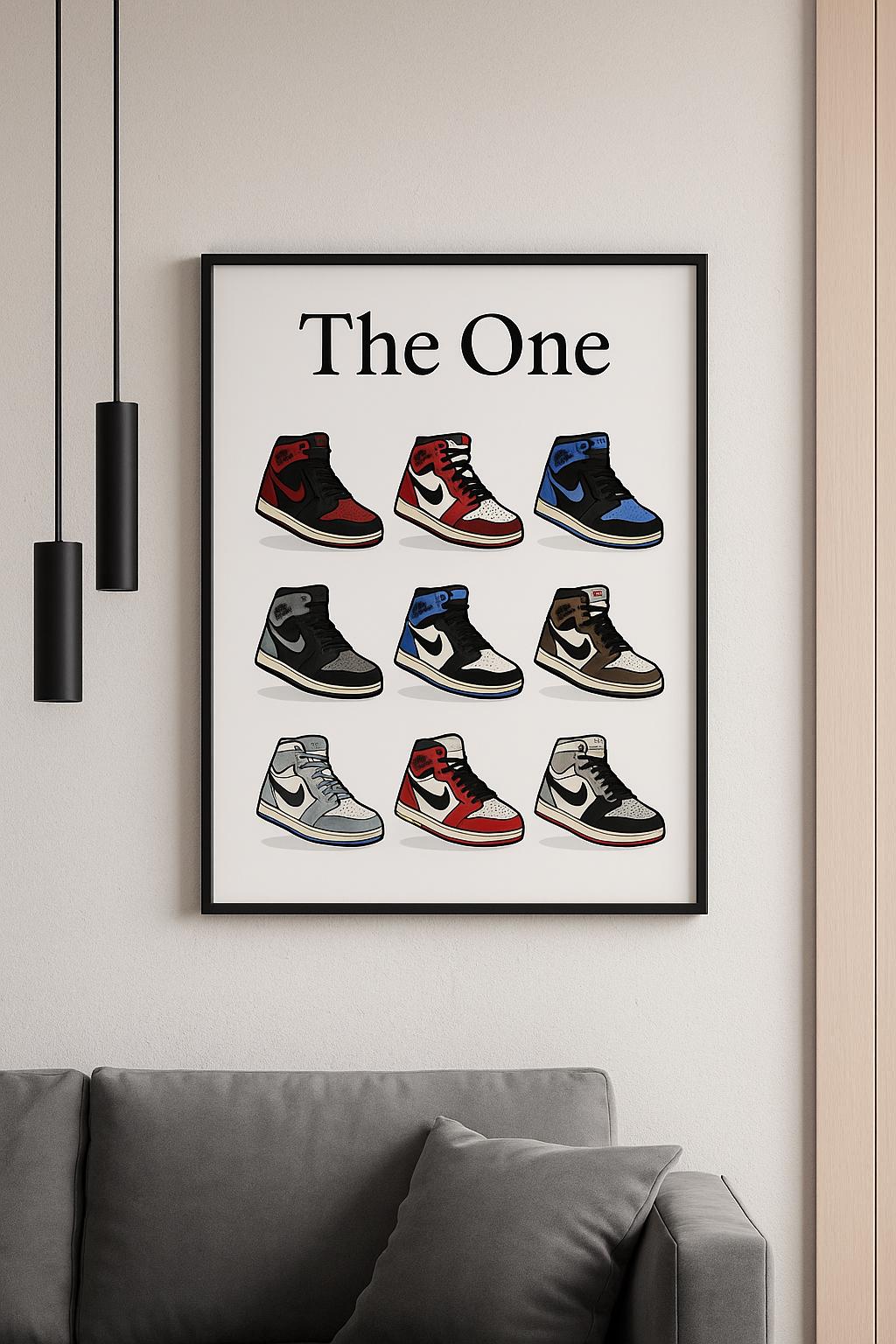 Sneaker Art Canvas, Air Jordan 1 Poster, Wall Decor for Sneakerheads, Basketball Fans, Home Office Decor, Men's Cave Decoration, Urban