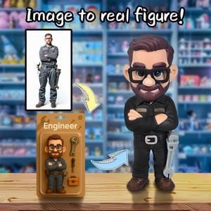 Custom Action Figure from Photo, Personalized Mini Toy with Tools, Chibi Figurine Gift for Him, Custom Cartoon Style Figure,3D Custom Gift