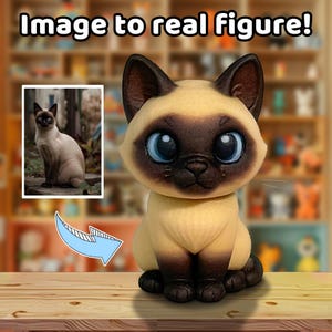 Custom Cat Sculpture from Photo, Pet Memorial Figurine Gift, Personalized 3D Kitty Collectible, Tribute to Beloved Cat, Cat Lover Keepsake