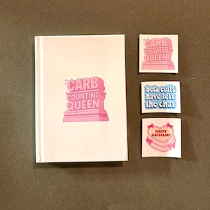 Queen-dagboek koolhydraten tellen | Type 1 diabeteslogboek | Grappig T1D Carb Tracker-notitieboek | Roze trofeeontwerp | Diabetisch cadeau