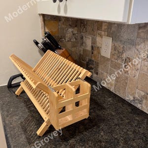 Foldable Bamboo Dish Rack with Utensil Holder: Eco-Friendly Kitchen Storage