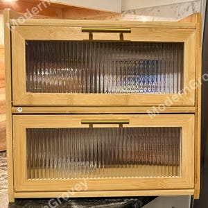 Dual-Layer Bamboo Bread Box: Farmhouse Kitchen Storage