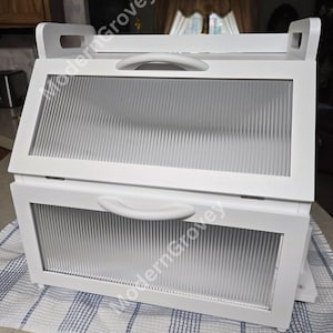 Double Layer Wooden Bread Box | Farmhouse Breadbox | Large Bread Box | Corner Bread Box | Kitchen Storage | Bread Holder