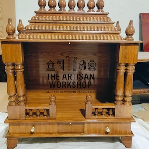 Indian Big Pooja Mandir Home Temple Craved wooden temple Indian Temple For Home Mandir Mandapam Chowki Wooden Temple