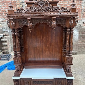 Teakwood Temple Home Temple Carving Handmade Wooden Mandir Natural Pooja Mandir Home Wooden Mandir Handicraft Temple