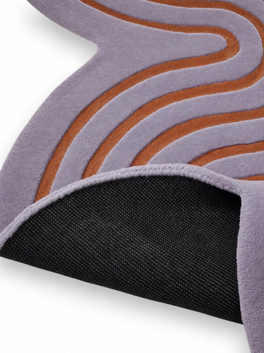 Modern Abstract Hand Tufted Wool Area Rug in Wavy Border Design Carpet ...