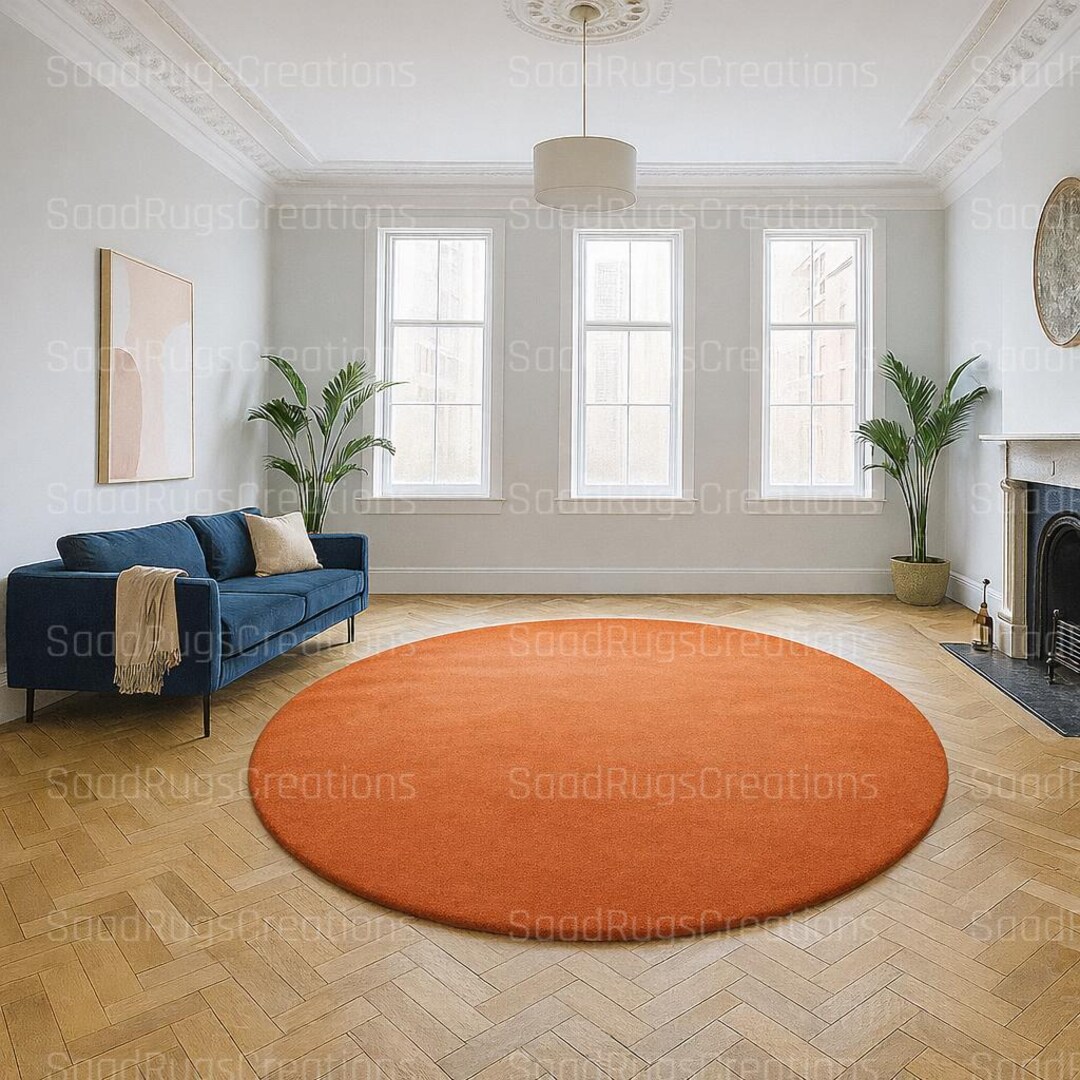 Round Orange Rug Luxury Round Orange Rug, Solid Circle Area Carpet for Living Room ...
