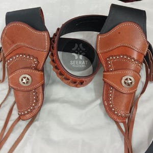 Western Leather Cartridge Belt Ammo Loops Revolver Holster Cover Colt Sass Rigs Cowboy Holster .22 .32 .357 .44 .38 .45