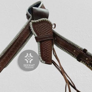 Western Cowboy Vintage Belt Ammo Loops Leather Holster .22 .357 .38 .44 .45