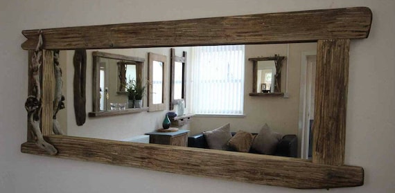 Large Distressed Wooden Framed Mirror - Distressed Wood Frame Mirror Large Distressed Wooden Framed Mirror - Distressed Wood Frame Mirror