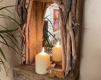 Irish Driftwood Candle shelf mirror