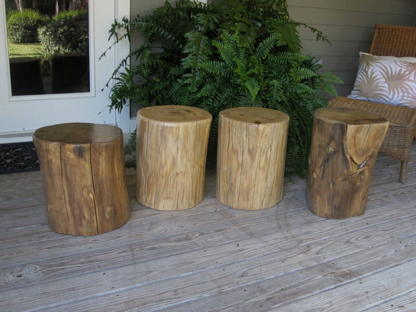 Wooden stump stool deals