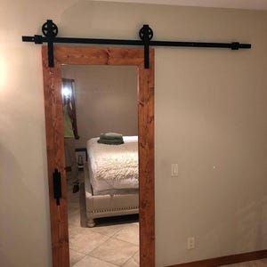 Mirrored Rustic Industrial Sliding Barn Door