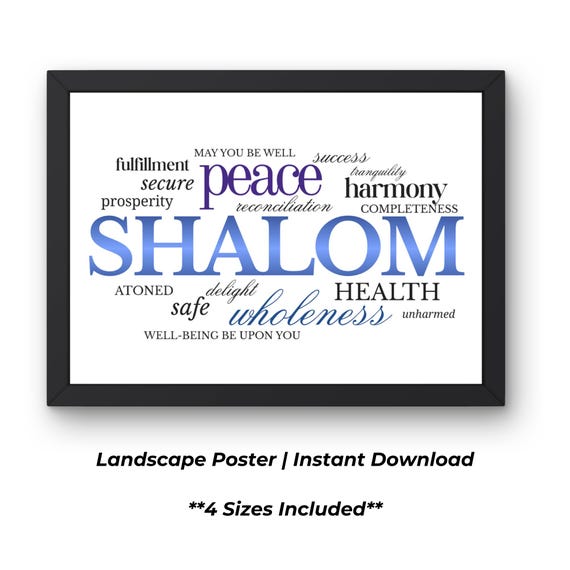最終価格！shalomclub shalom PURO BOMB SKY Shalom Printable Wall Art – Peace & Wholeness, Blue Faith-based