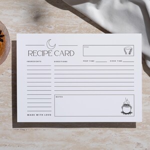 Plantilla de tarjeta de recetas imprimible de Witchy / 4x6 / Descarga instantánea / Inserto de tarjeta de recetas DIY