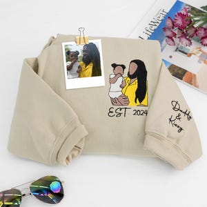Custom Embroidered Dad Sweatshirt - Dad Portrait Sweatshirt From Photo - Personalized Photo Sweatshirt - Birthday Gift For Him, New Dad Gift