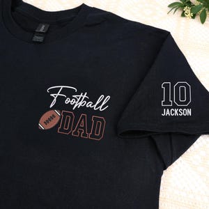 Custom Football Dad Shirt, Embroidered Football Shirt with Kids Name and Number, Game Day Dad Shirt, Sports Parents Shirt, Father’s Day Gift