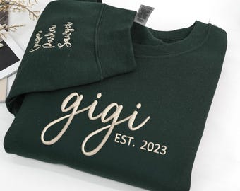Trendy Grandma Sweatshirt, Embroidered Pregnancy Announcement Sweatshirt For Mom, Mimi Sweatshirt, Mom To Be Gifts