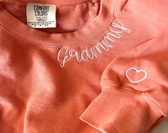 Embroidered Grandma Sweatshirt – Personalized Grandkids Names, Comfort Colors®
