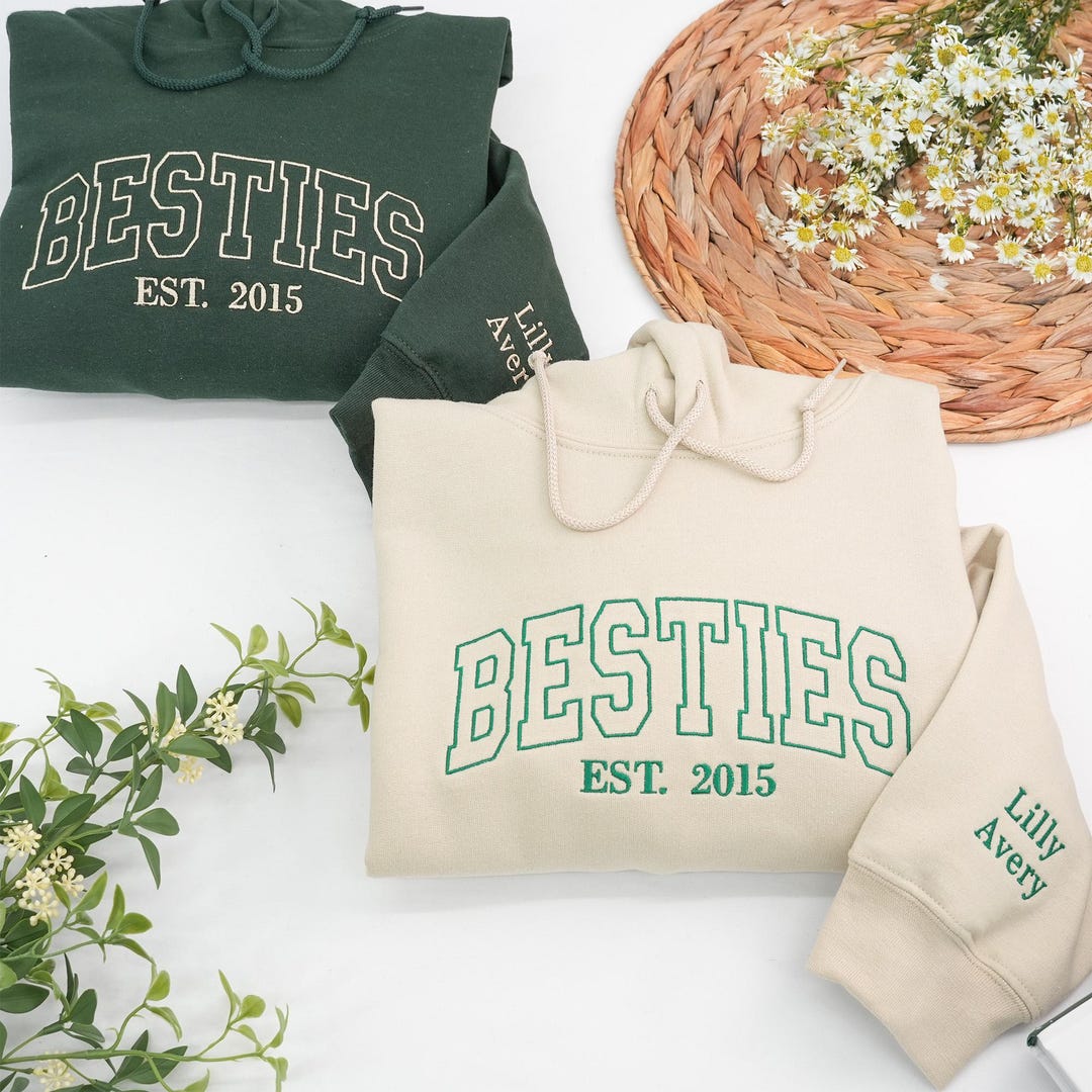 Matching Best Friend Hoodies Set – Personalized Embroidered BFF Gift - Etsy
