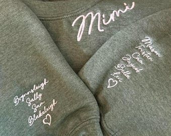 Embroidered Mimi Sweatshirt, Personalized Grandma Crewneck Gift