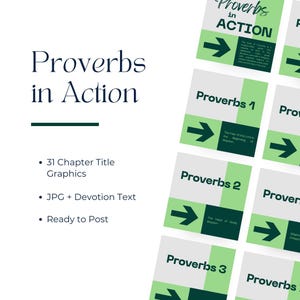 Proverbs 31-Day Bible Study | Scripture Graphics + Devotional Copy | Christian Social Media Kit | Digital Download PDF + JPG