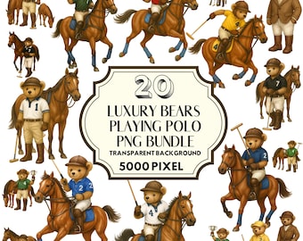 Polo Teddy Bear Clipart PNG Bundle, Sublimation (Digital Download)