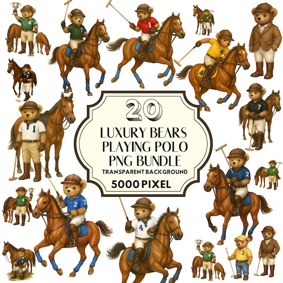 Polo Teddy Bear Clipart PNG Bundle, Sublimation (Digital Download)