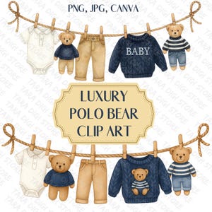 Teddy Bär Clipart, Babyparty, es ist ein Junge, Vintage Preppy, digitaler Download
