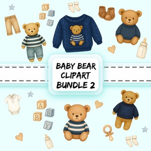Aquarell Teddy Bär Clipart, Preppy PNG, Babyparty, Kinderzimmer Dekor, digitaler Download