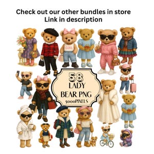 Teddy Bear Clipart PNG Bundle, Sublimation (Digital Download) image 3
