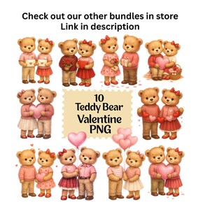 Teddybär-Cliparts, Preppy-Bär-PNG-Bundle, Digitaler Download, Sublimation, DTF-Transfer Bild 3