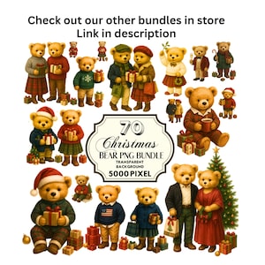 Teddy Bear Clipart PNG Bundle, Sublimation (Digital Download) image 7