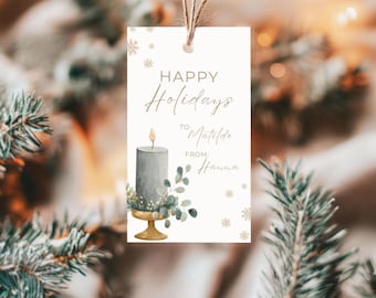 Christmas Gift Tags Printable Canva Template Editable Holiday Gift Tags Modern Minimalist Boho Design for Gifts Clean Christmas Gift Labels